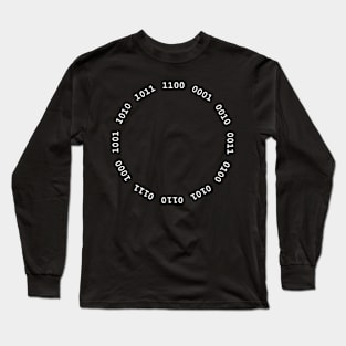 Binary clock, white lettering Long Sleeve T-Shirt